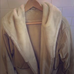 Beige suede draw string jacket
